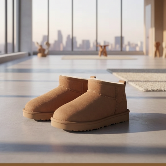 SaneShoppe-Stylish Winter Snow Boots with Sheepskin & Leather, Trendy Casual Warm Shoes
