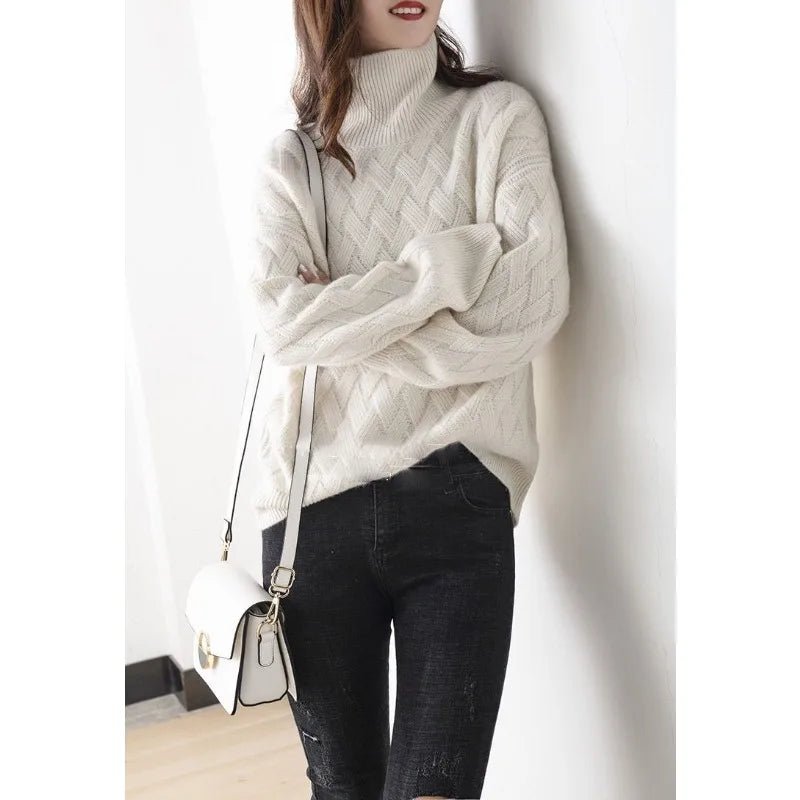 SaneShoppe - 2024 New Women Loose Sweater Winter Casual Chic Cashmere Oversize Thick Sweater Pullovers Pullover Female Long Sleeve S - 3XL