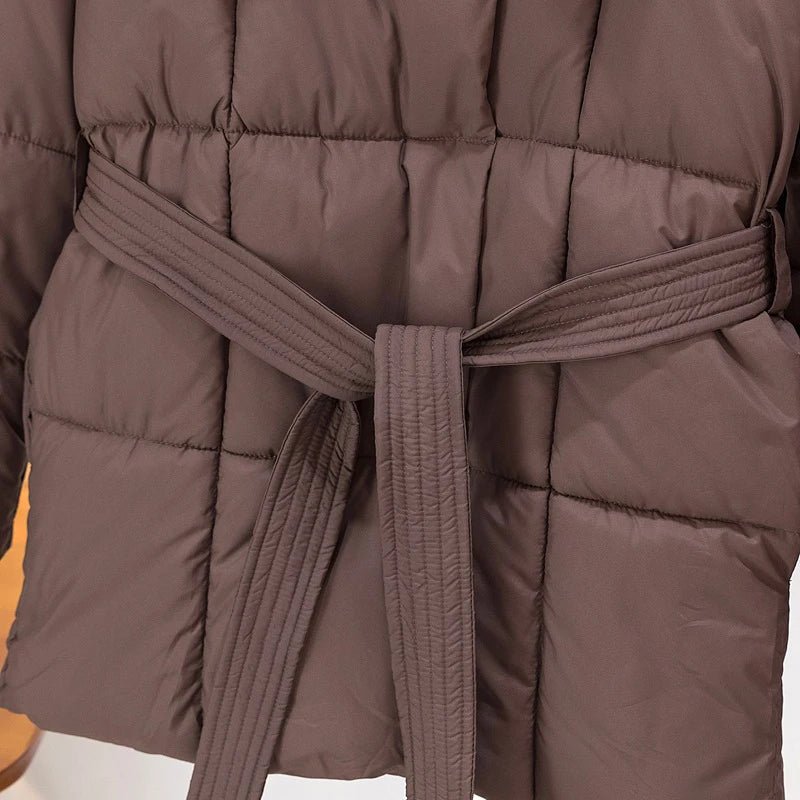 SaneShoppe - 2024 With a Belt Jacket Women Winter Jacket Woman Parkas Solid Thicken Warm Female Snow Wear Coat Cotton Padded Outwear Clothes
