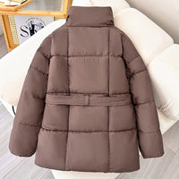 SaneShoppe - 2024 With a Belt Jacket Women Winter Jacket Woman Parkas Solid Thicken Warm Female Snow Wear Coat Cotton Padded Outwear Clothes