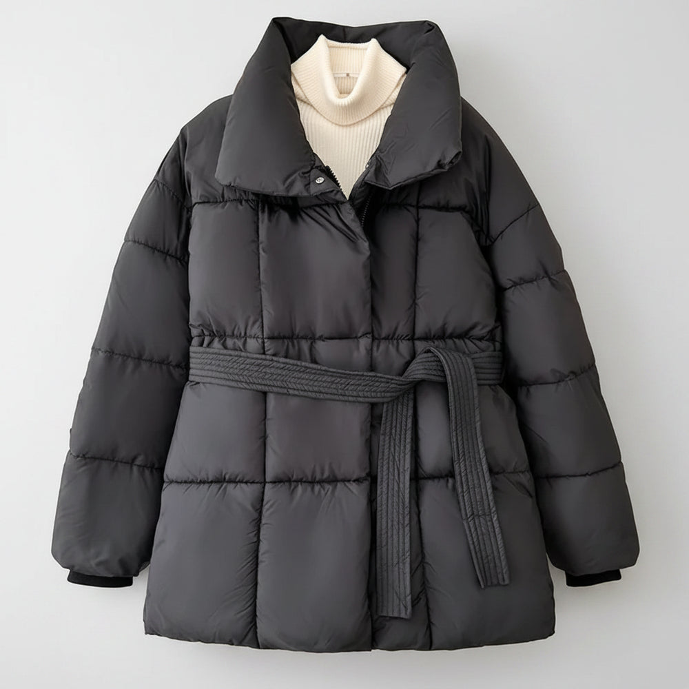 SaneShoppe - 2024 With a Belt Jacket Women Winter Jacket Woman Parkas Solid Thicken Warm Female Snow Wear Coat Cotton Padded Outwear Clothes