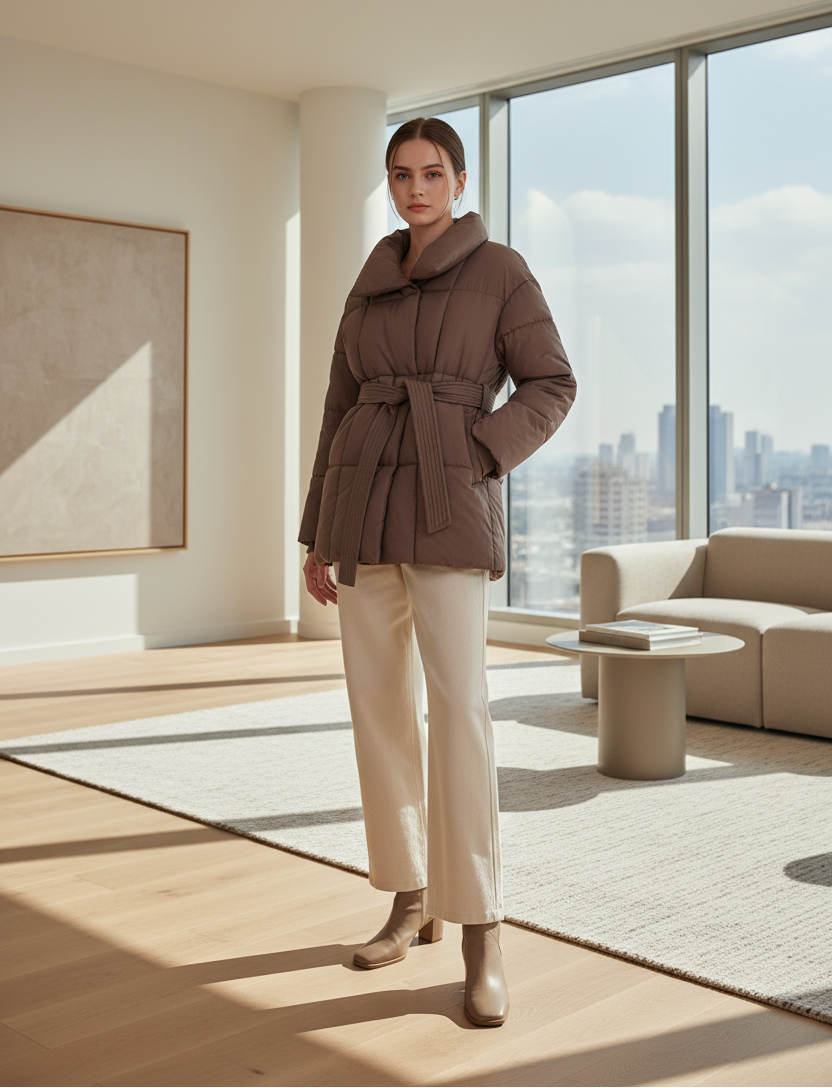 SaneShoppe - 2024 With a Belt Jacket Women Winter Jacket Woman Parkas Solid Thicken Warm Female Snow Wear Coat Cotton Padded Outwear Clothes
