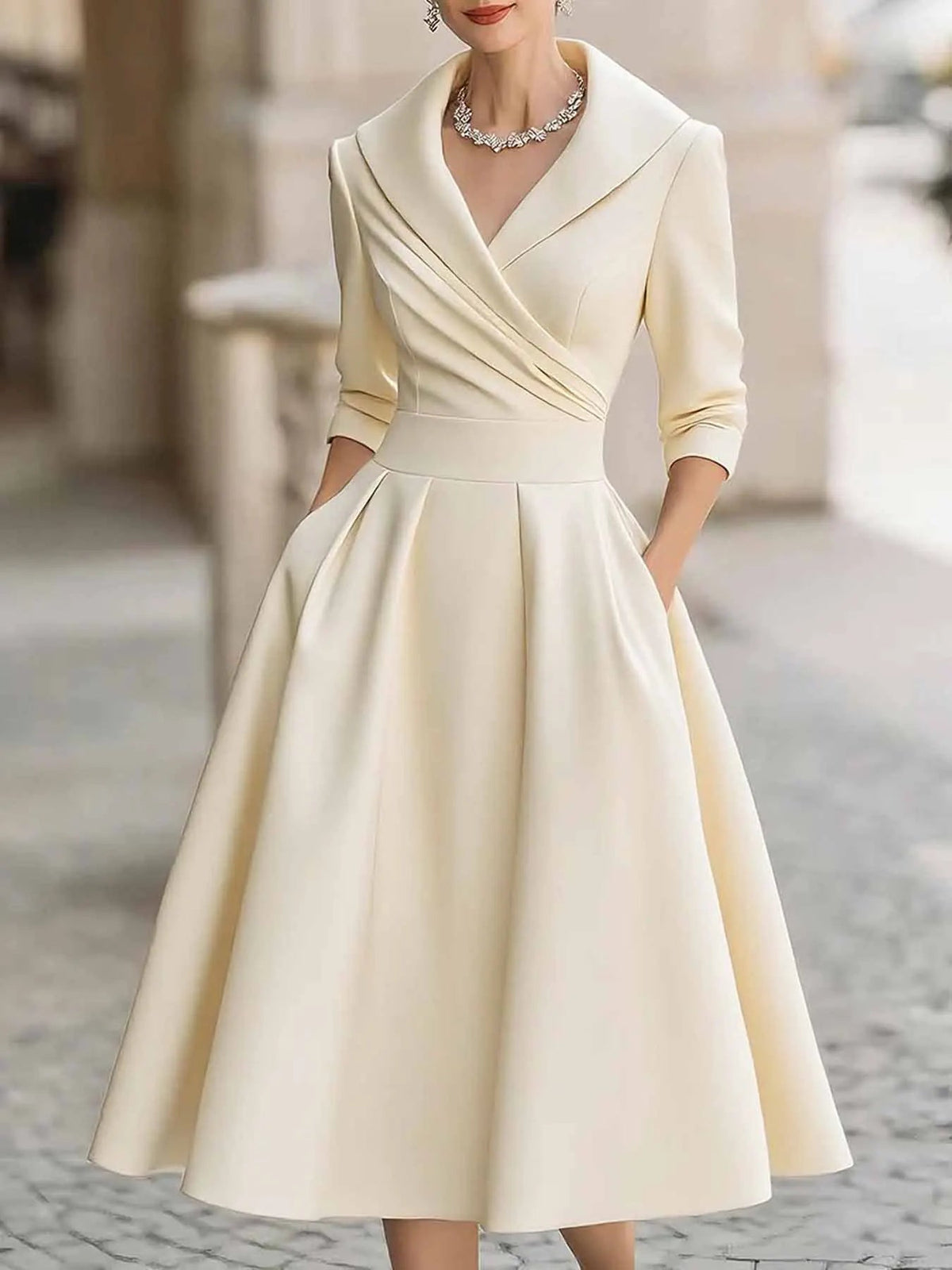 SaneShoppe - 2025 cross - border Amazon elegant satin spring and autumn long - sleeved belt dress cw09736