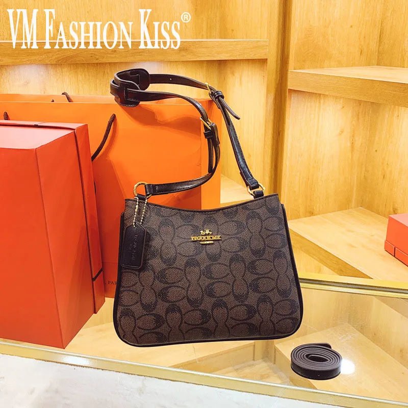 SaneShoppe - 2025 Geometric Print Women's Crossbody Bag PU Leather Elegant Ladies Shoulder Bag Classic Commuter Clutch luxury designer bags