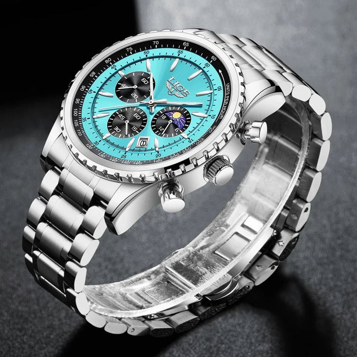 SaneShoppe-2027 LIGE Men's Luxury Chronograph Watch Waterproof Sport Wristwatch