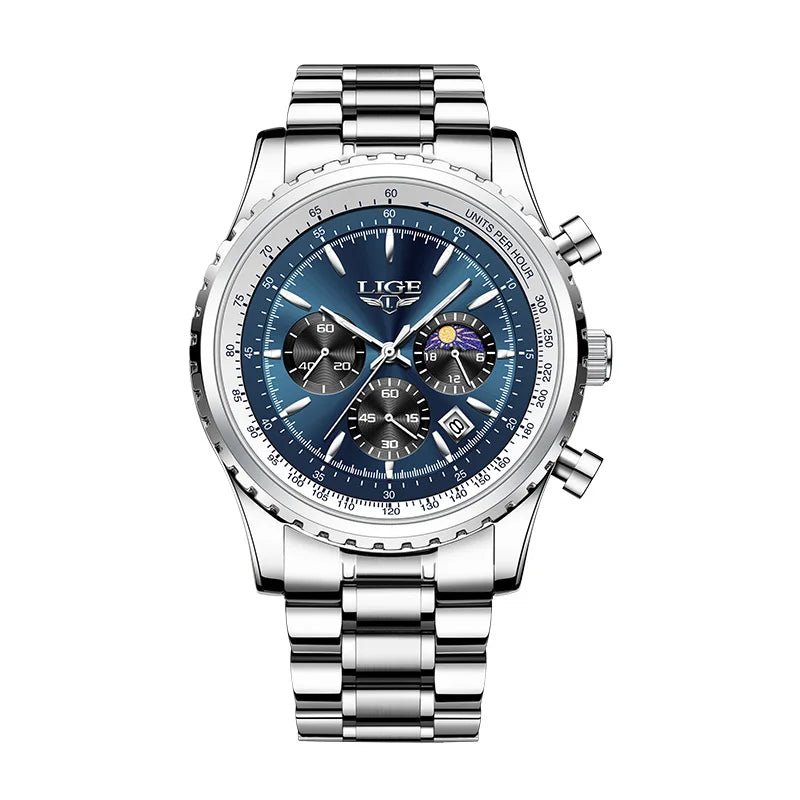 SaneShoppe-2027 LIGE Men's Luxury Chronograph Watch Waterproof Sport Wristwatch