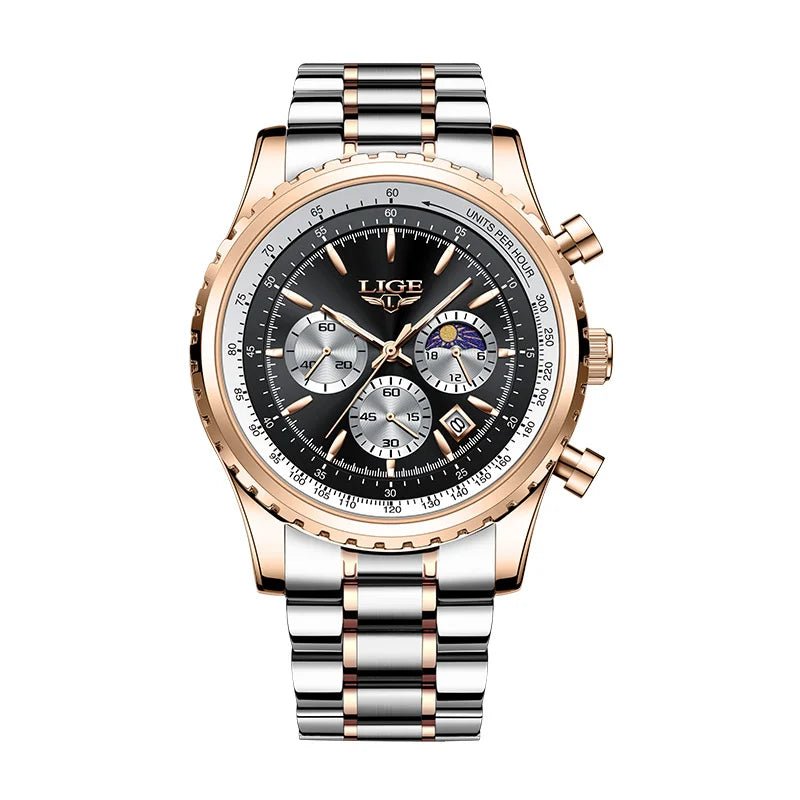 SaneShoppe-2027 LIGE Men's Luxury Chronograph Watch Waterproof Sport Wristwatch