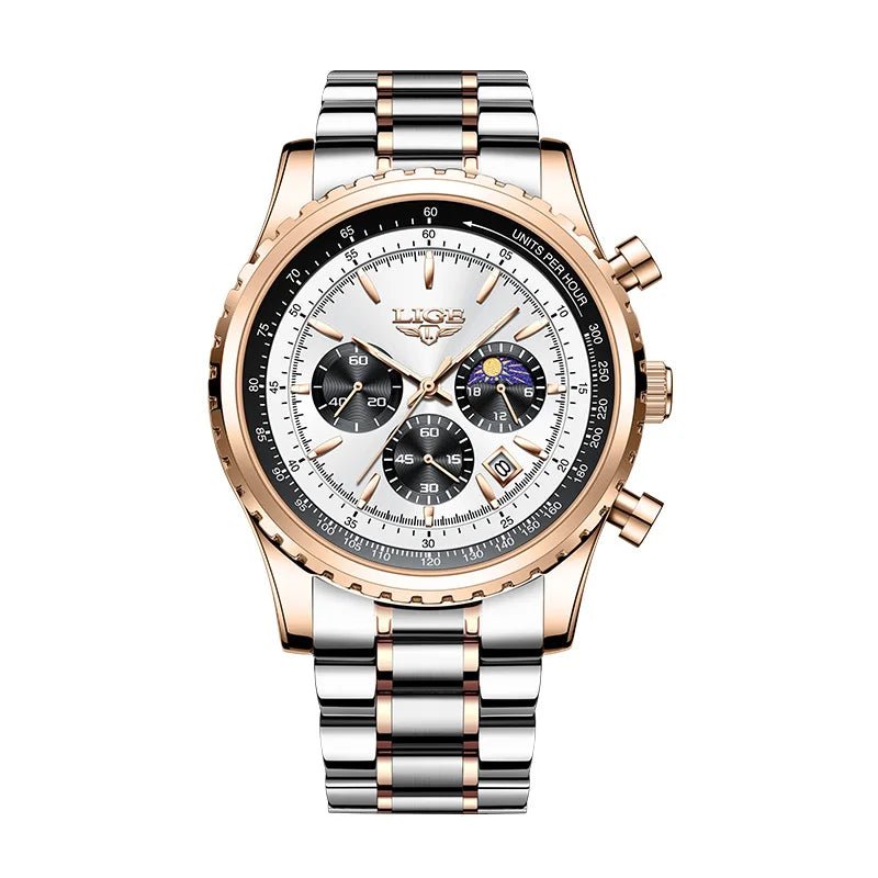 SaneShoppe-2027 LIGE Men's Luxury Chronograph Watch Waterproof Sport Wristwatch