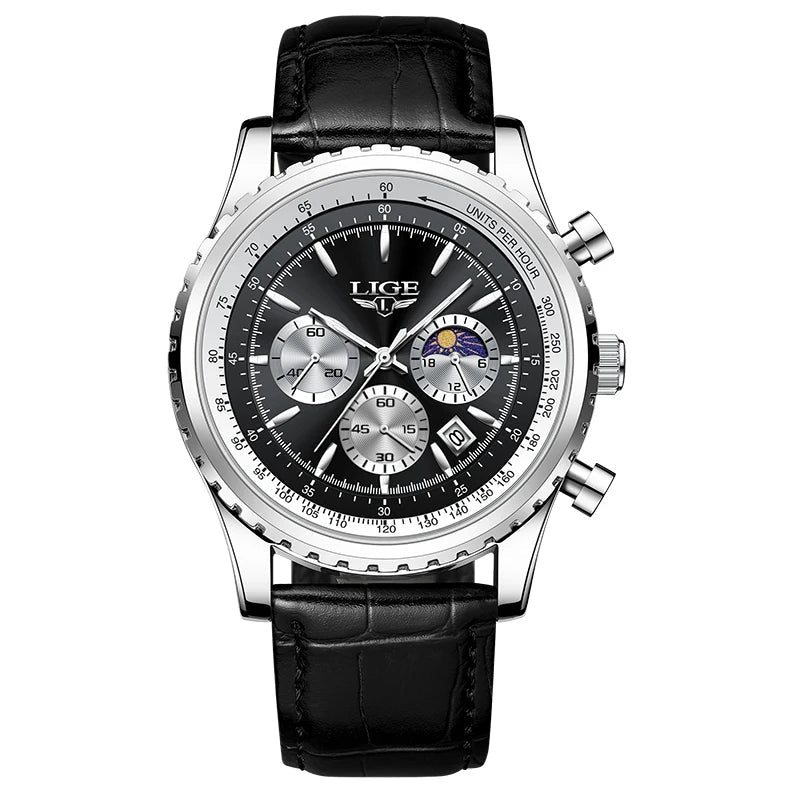 SaneShoppe-2027 LIGE Men's Luxury Chronograph Watch Waterproof Sport Wristwatch