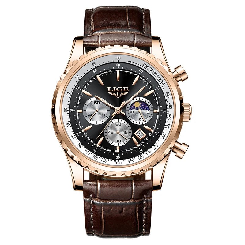 SaneShoppe-2027 LIGE Men's Luxury Chronograph Watch Waterproof Sport Wristwatch