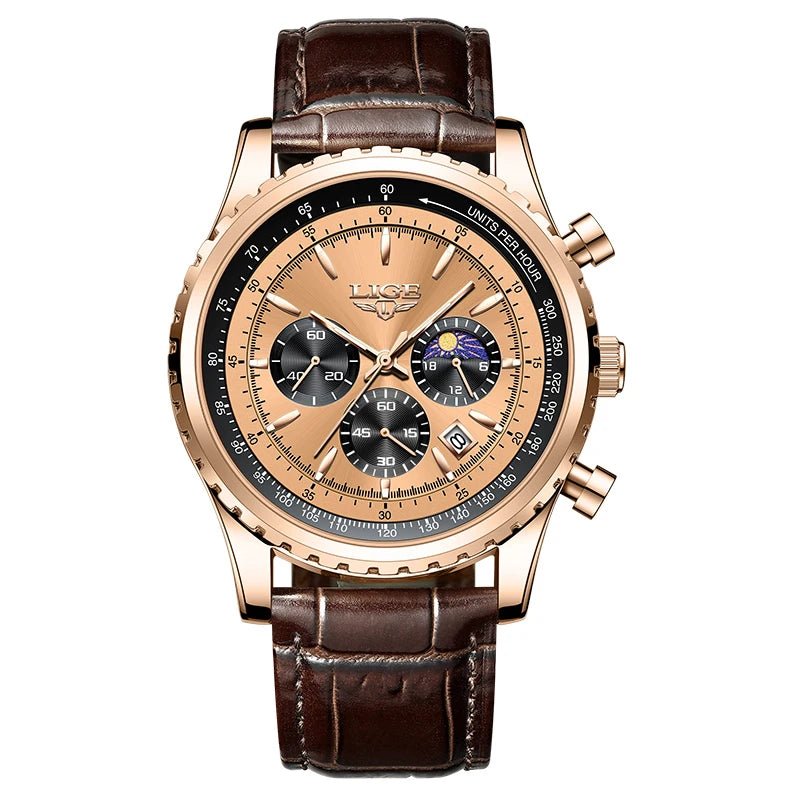 SaneShoppe-2027 LIGE Men's Luxury Chronograph Watch Waterproof Sport Wristwatch
