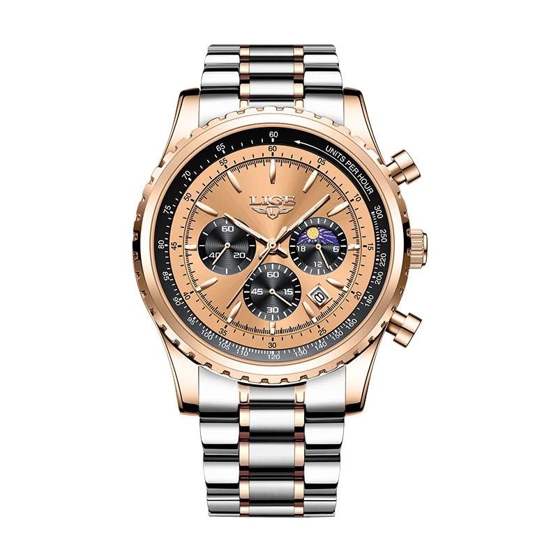 SaneShoppe-2027 LIGE Men's Luxury Chronograph Watch Waterproof Sport Wristwatch