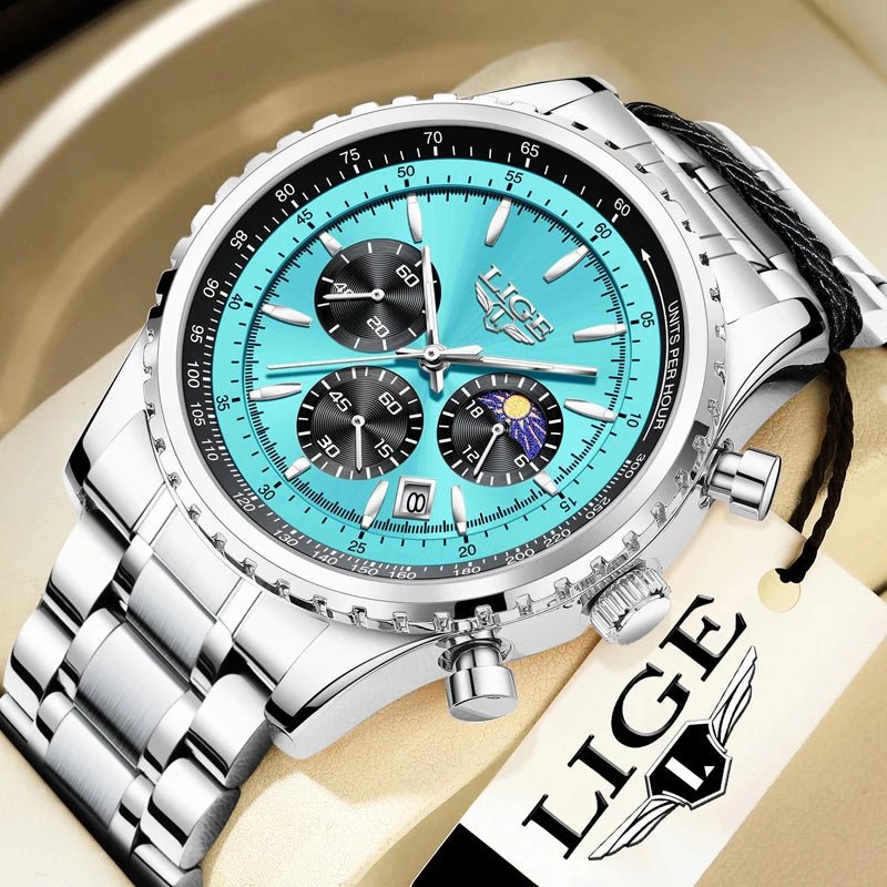 SaneShoppe-2027 LIGE Men's Luxury Chronograph Watch Waterproof Sport Wristwatch