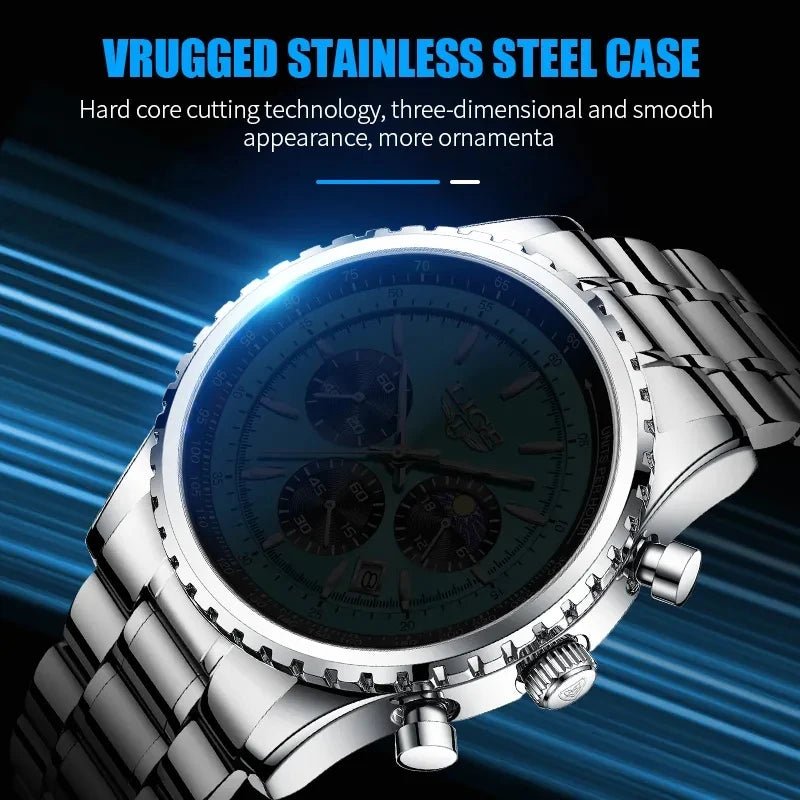 SaneShoppe-2027 LIGE Men's Luxury Chronograph Watch Waterproof Sport Wristwatch