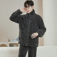 SaneShoppe-Men's Flannel Pajama Set | Soft Sleepwear for Autumn Winter 2026