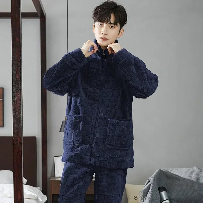 SaneShoppe-Men's Flannel Pajama Set | Soft Sleepwear for Autumn Winter 2026