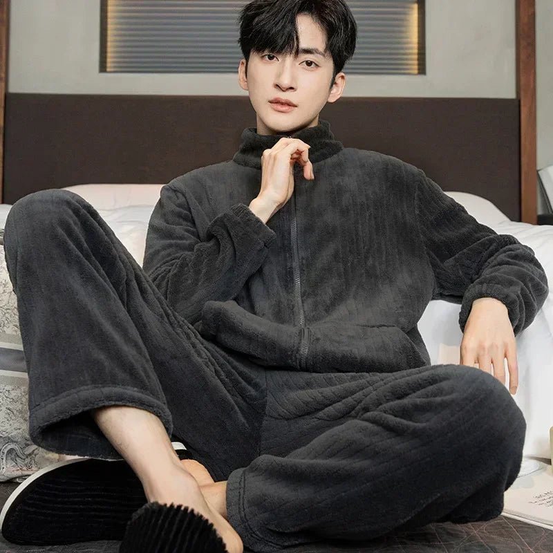SaneShoppe-Men's Flannel Pajama Set | Soft Sleepwear for Autumn Winter 2026