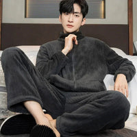 SaneShoppe-Men's Flannel Pajama Set | Soft Sleepwear for Autumn Winter 2026