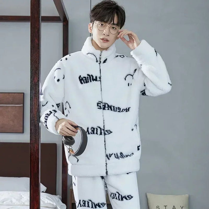 SaneShoppe-Men's Flannel Pajama Set | Soft Sleepwear for Autumn Winter 2026