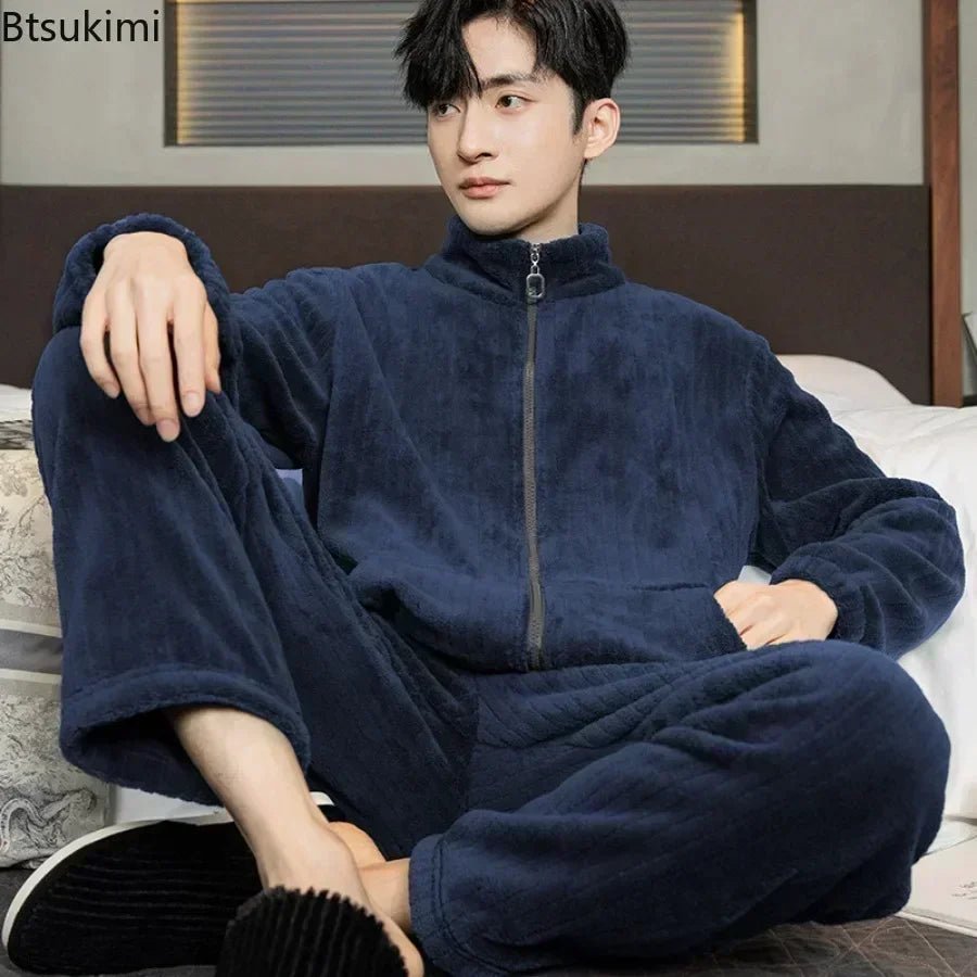 SaneShoppe-Men's Flannel Pajama Set | Soft Sleepwear for Autumn Winter 2026