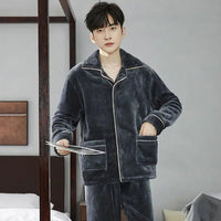 SaneShoppe-Men's Flannel Pajama Set | Soft Sleepwear for Autumn Winter 2026