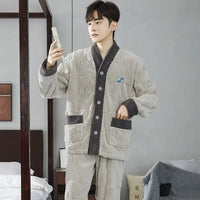 SaneShoppe-Men's Flannel Pajama Set | Soft Sleepwear for Autumn Winter 2026