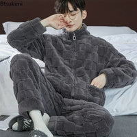 SaneShoppe-Men's Flannel Pajama Set | Soft Sleepwear for Autumn Winter 2026
