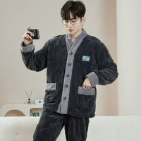 SaneShoppe-Men's Flannel Pajama Set | Soft Sleepwear for Autumn Winter 2026