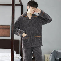 SaneShoppe-Men's Flannel Pajama Set | Soft Sleepwear for Autumn Winter 2026