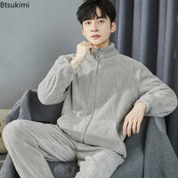 SaneShoppe-Men's Flannel Pajama Set | Soft Sleepwear for Autumn Winter 2026