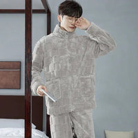 SaneShoppe-Men's Flannel Pajama Set | Soft Sleepwear for Autumn Winter 2026