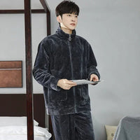 SaneShoppe-Men's Flannel Pajama Set | Soft Sleepwear for Autumn Winter 2026
