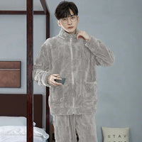 SaneShoppe-Men's Flannel Pajama Set | Soft Sleepwear for Autumn Winter 2026