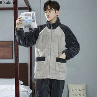 SaneShoppe-Men's Flannel Pajama Set | Soft Sleepwear for Autumn Winter 2026