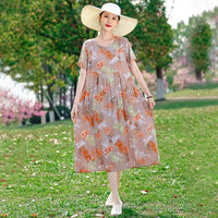 SaneShoppe-2025 Vintage Floral Summer Dress for Women Plus Size Casual Fashion Print Loose Arrival