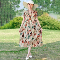 SaneShoppe-2025 Vintage Floral Summer Dress for Women Plus Size Casual Fashion Print Loose Arrival
