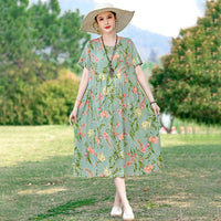SaneShoppe-2025 Vintage Floral Summer Dress for Women Plus Size Casual Fashion Print Loose Arrival
