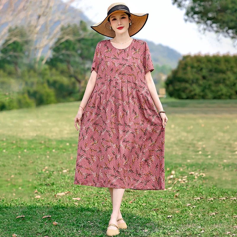 SaneShoppe-2025 Vintage Floral Summer Dress for Women Plus Size Casual Fashion Print Loose Arrival