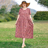 SaneShoppe-2025 Vintage Floral Summer Dress for Women Plus Size Casual Fashion Print Loose Arrival