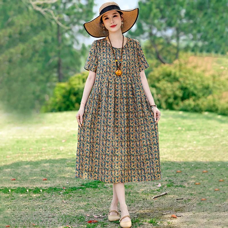 SaneShoppe-2025 Vintage Floral Summer Dress for Women Plus Size Casual Fashion Print Loose Arrival