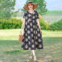 SaneShoppe-2025 Vintage Floral Summer Dress for Women Plus Size Casual Fashion Print Loose Arrival