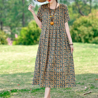 SaneShoppe-2025 Vintage Floral Summer Dress for Women Plus Size Casual Fashion Print Loose Arrival