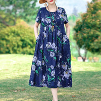 SaneShoppe-2025 Vintage Floral Summer Dress for Women Plus Size Casual Fashion Print Loose Arrival