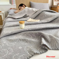 SaneShoppe - 2025 new cotton jacquard three - layer yarn wool towel quilt pure cotton blanket sofa cover blanket shawl blanket