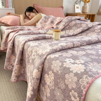 SaneShoppe - 2025 new cotton jacquard three - layer yarn wool towel quilt pure cotton blanket sofa cover blanket shawl blanket