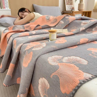 SaneShoppe - 2025 new cotton jacquard three - layer yarn wool towel quilt pure cotton blanket sofa cover blanket shawl blanket
