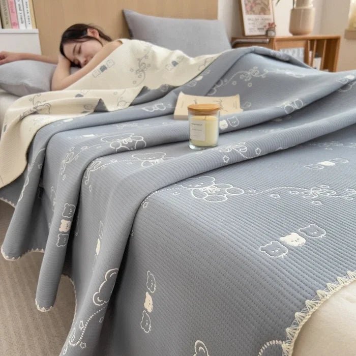 SaneShoppe - 2025 new cotton jacquard three - layer yarn wool towel quilt pure cotton blanket sofa cover blanket shawl blanket