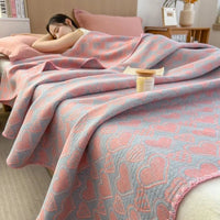 SaneShoppe - 2025 new cotton jacquard three - layer yarn wool towel quilt pure cotton blanket sofa cover blanket shawl blanket