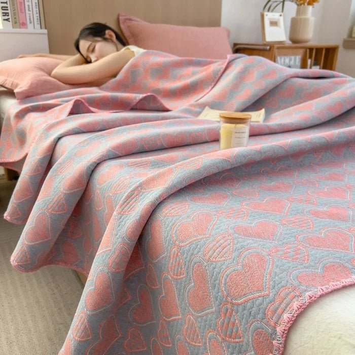 SaneShoppe - 2025 new cotton jacquard three - layer yarn wool towel quilt pure cotton blanket sofa cover blanket shawl blanket