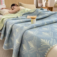 SaneShoppe - 2025 new cotton jacquard three - layer yarn wool towel quilt pure cotton blanket sofa cover blanket shawl blanket